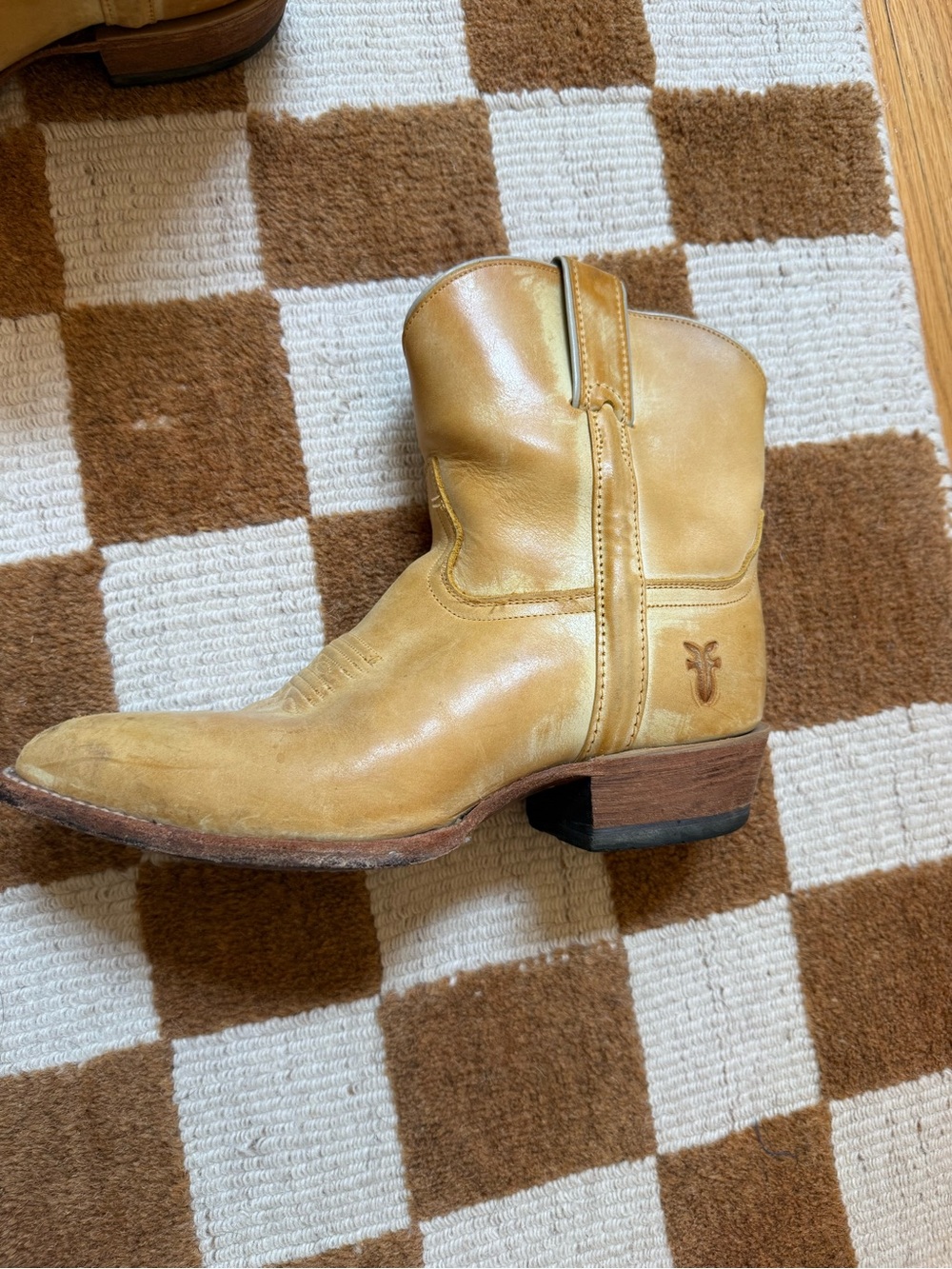 Frye Honey Tan Leather Western Cowboy Boots - Picture 4 of 12